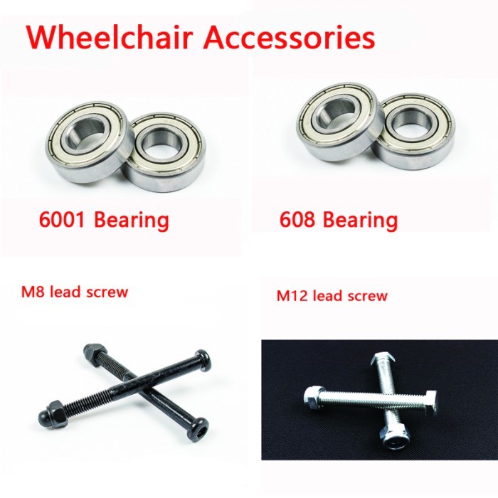 Electric Wheelchair Accessories Front Wheel M8 M12 Screw 608 Front Wheel Bearing 6001 Front Fork Ri