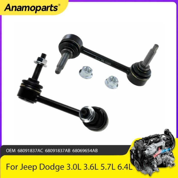 Engine Parts 2X Sway Bar Link Set Fit 3.0 3.6 5.7 6.4 L For Jeep Dodge 3.0L 3.6L 5.7L 6.4L 2011-201