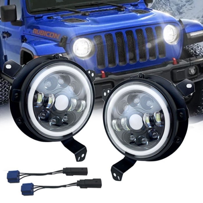 9 inch bracket  One Pair 7inch Round JL Led Headlight 2018+