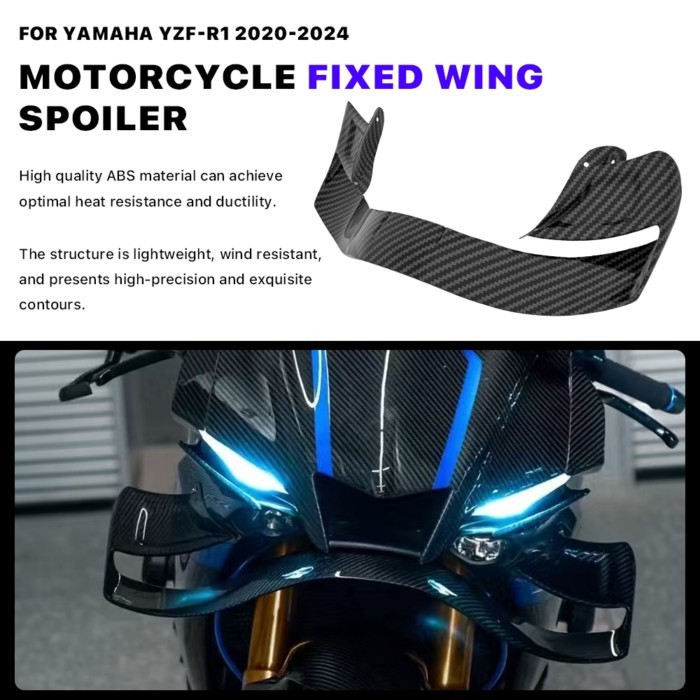 Motorcycle fixed wing spoiler fairing For Yamaha YZF-R1 YZFR1 YZF R1 2020-2024 ABS siide wing side