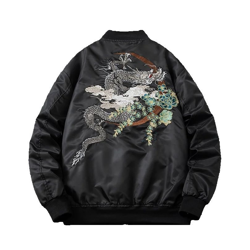 Bomber Jackets Dragon เย็บปักถักร้อยผู้ชาย Hiphop Spring Sukajan MA1