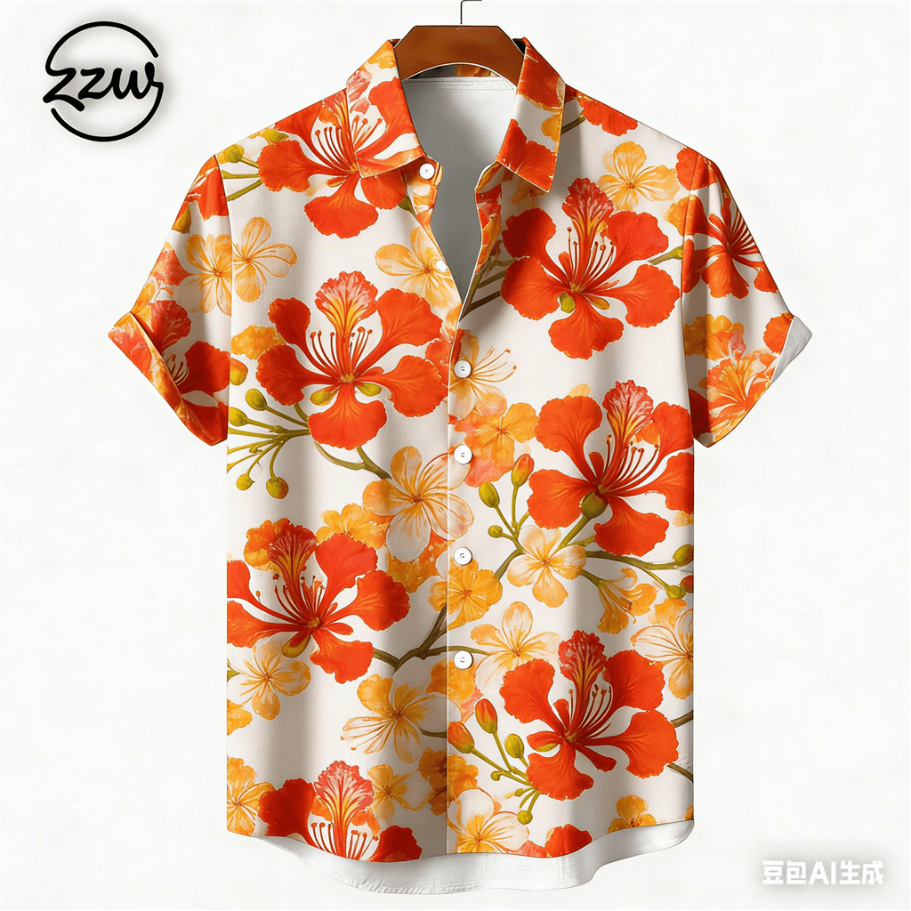 เสื้อยืดสไตล์ฮาวาย พิมพ์ลายดอกไม้แบบทรอปิкал สินค้าใหม่ ใส่ได้ทุกวัน ราคา ถูกที่สุด ดีลบีเคเค แกลเลอรีภาพที่ 3