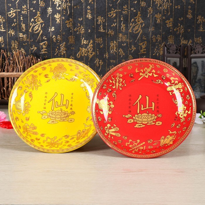 Xianjia Ceramic Supply Plate Ceramic High Foot Supply Tray Family Buddhist Hall Tribute Plate Buddh
