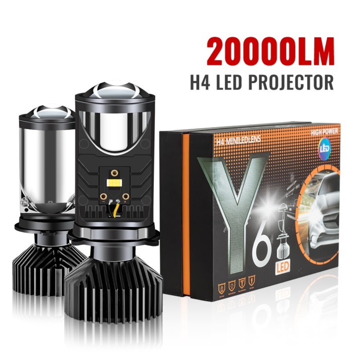 H4 LED Projector Mini Lens Auto H4 LED Headlight Bulb Kit Conversion High Beam Low Beam 20000Lux 65