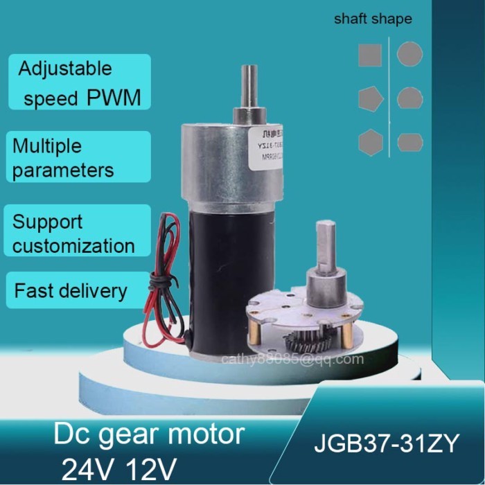 37JGB31ZY Mini Tubular Gear Motor 12V/24V Low RPM High Torque Metal Gear Reducer DIY Projects 3D Pr