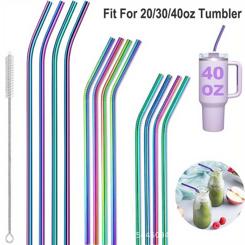 หลอดสีสันสดใสแบบใช้ซ้ําได้เหมาะสําหรับถ้วย Stanley 20oz/30oz/40oz พร้อมแปรง