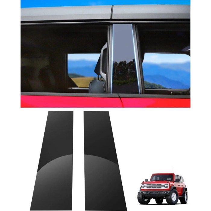 2 Pcs B Pillar Trim Cover for 4 Door Ford Bronco 2021 2022 2023 Center Window Exterior Pillar Post