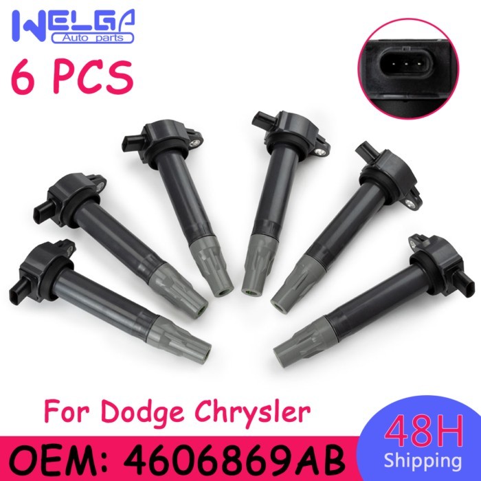 6PCS New Ignition Coils For Chrysler 300C LX For Dodge 2006-2010 4.0L 2.7L 3.5L For VW Routan V6 4.