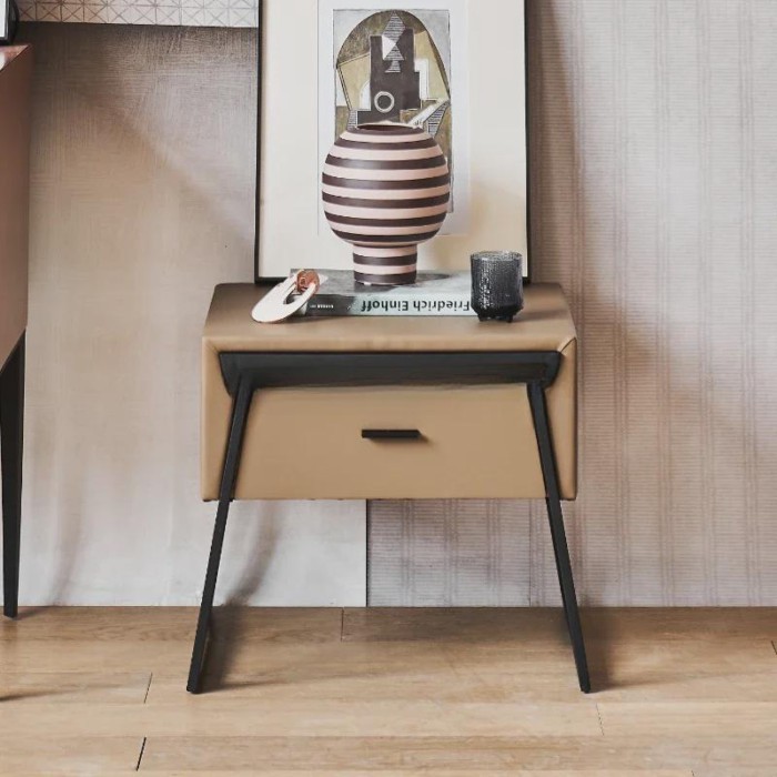 /Bedside table/Italian minimalist/50cm/microfiber leather/