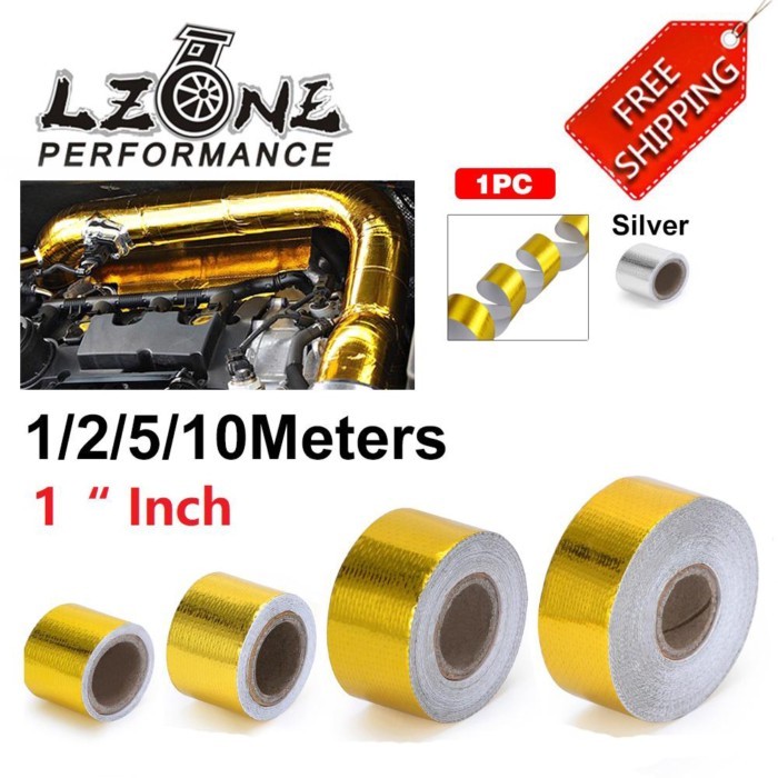 A Gold 1'' Thermal exhaust Tape Air Intake Heat Insulation Shield Wrap Reflective Heat Barrier Self