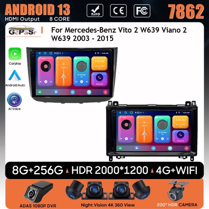 Car Radio For Mercedes-Benz Vito 2 W639 Viano 2 W639 2003 - 2015 Navigation GPS Carplay Android Aut