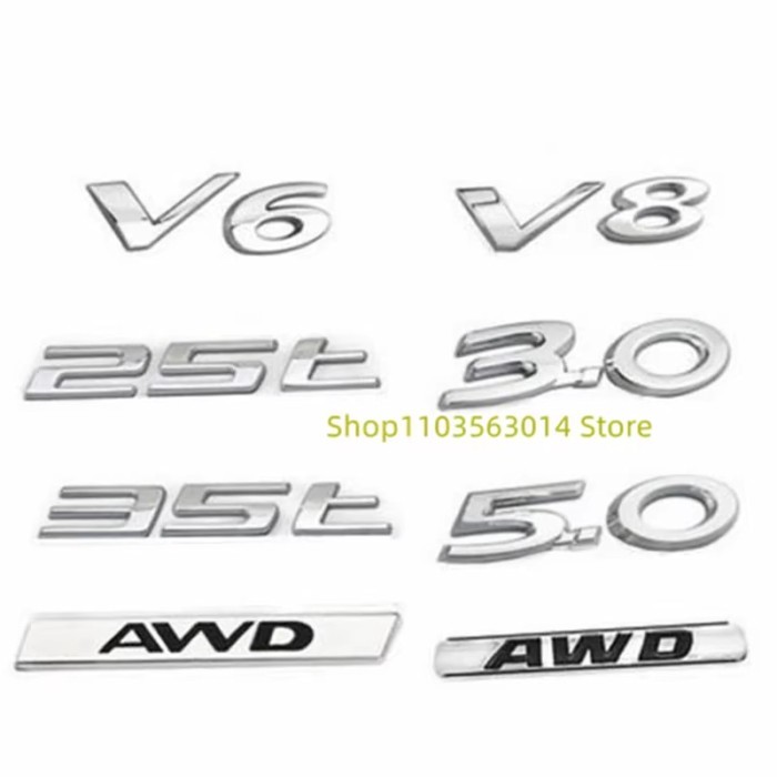 Letter Emblem Chrome Gloss Black ABS 3.0 5.0 V6 V8 20T 25T 30T 35T for XJ F-TYPE F-PACE E-PACE Badg