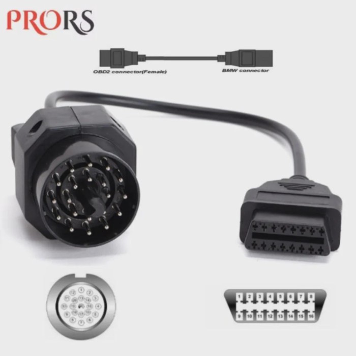 For BMW 20Pin OBD OBDII Adapter To OBD2 16PIN Female Connector E36 E39 X5 Z3 Suitable for BMW 20 Pi