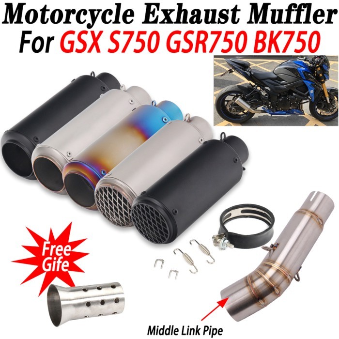 Motorcycle Exhaust Middle Link Pipe Slip On For Suzuki GSX S750 GSX-S 750 GSR750 BK750 Escape Moto