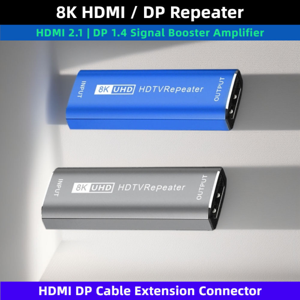 8K HDMI 2.1 DP 1.4 Repeater Adapter HDMI DP Cable Extension Connector Adapter