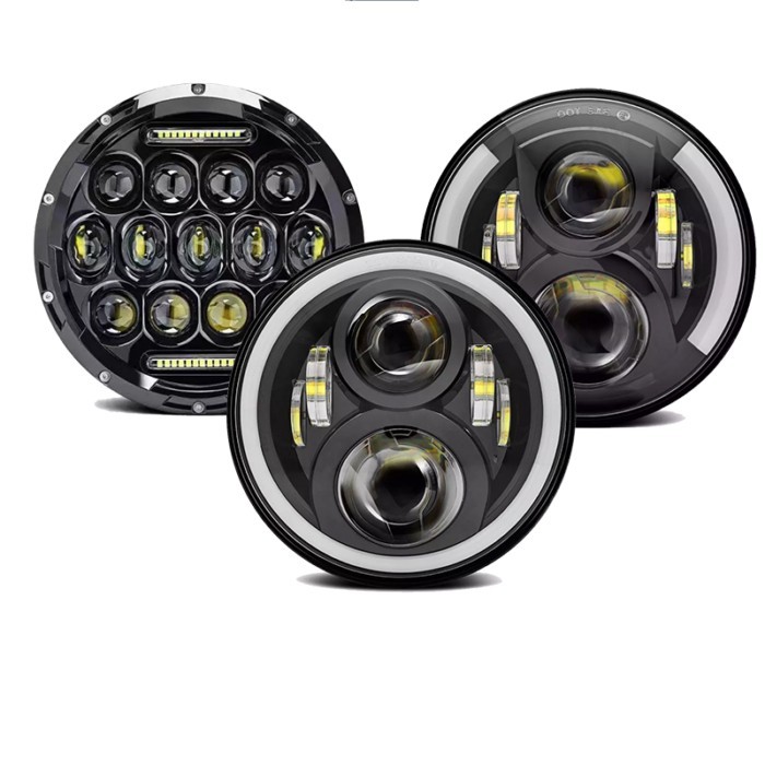 7" Round LED Headlights White DRL / Amber Turn signal For Hummer H1 H2 H3 LED Projector DRL 7 inch