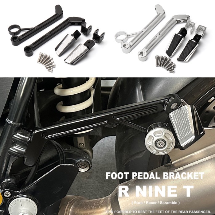 Motorcycle Rear Passenger Footrest Foot Peg Rest Pedal Bracket Kit Aluminum For BMW RnineT RNINET R