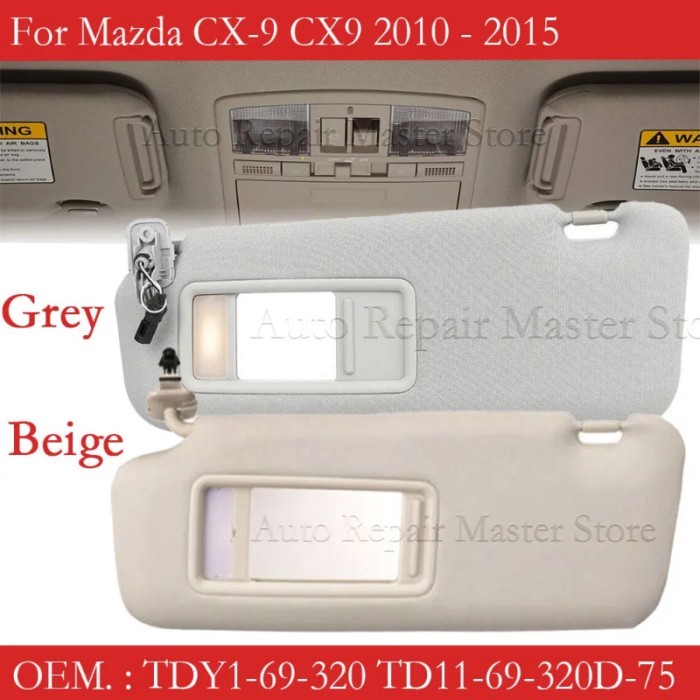 Car Beige Grey Sun Visor For Mazda CX-9 2010 2011 2012 2013 2014 2015 OEM# TDY1-69-320, TD11-69-320