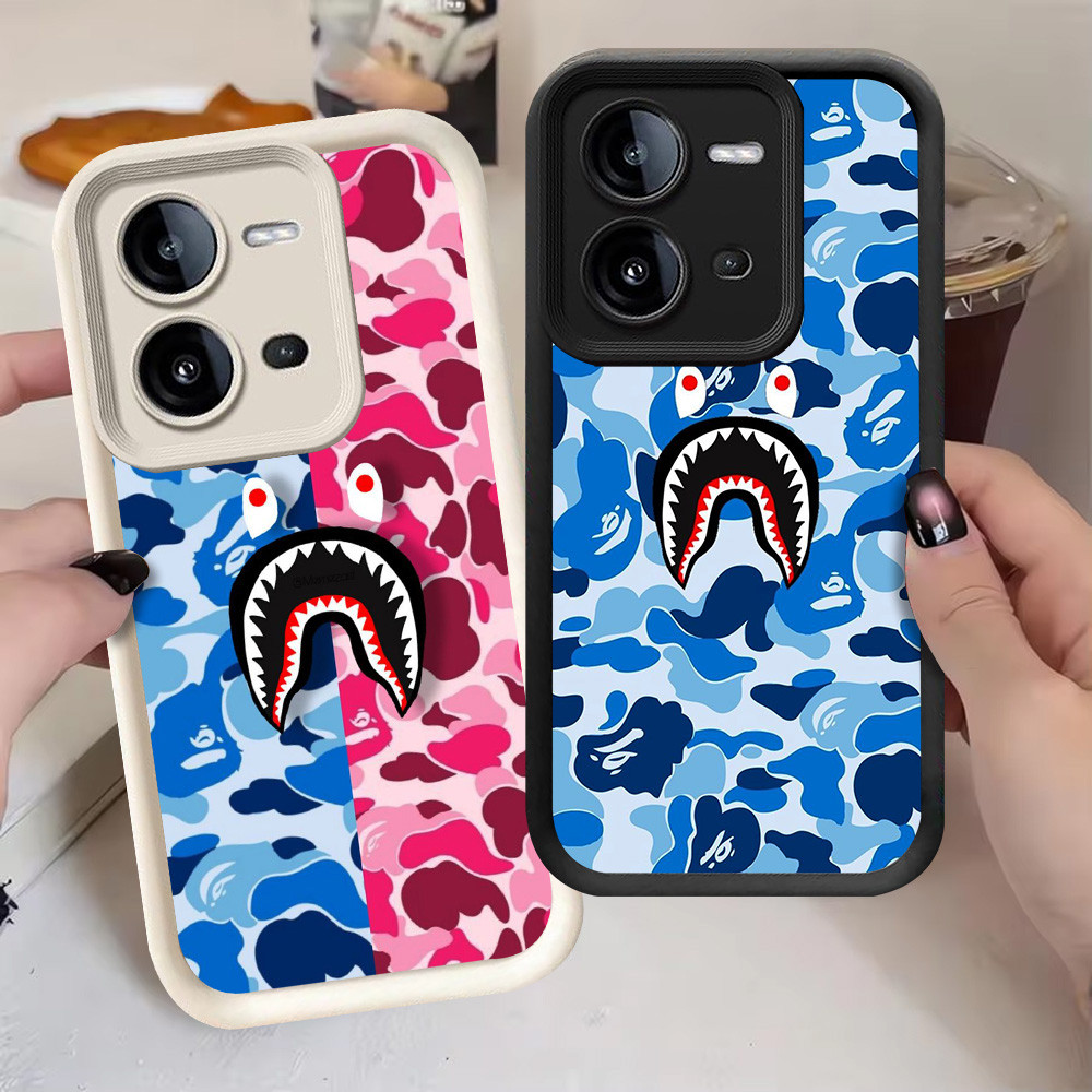 G-39 bape Casing สําหรับ VIVO Y28 Y28s V25 V25E Y17S สีดําและสีขาว