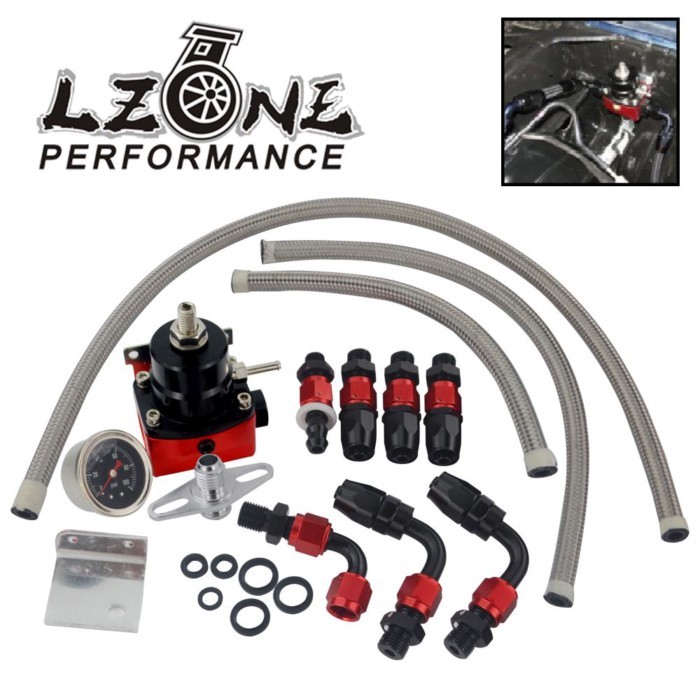 LZONE - Black&Red Universal fpr AN6 Fitting EFI fuel pressure regulator For 7MGTE MKIII with ho