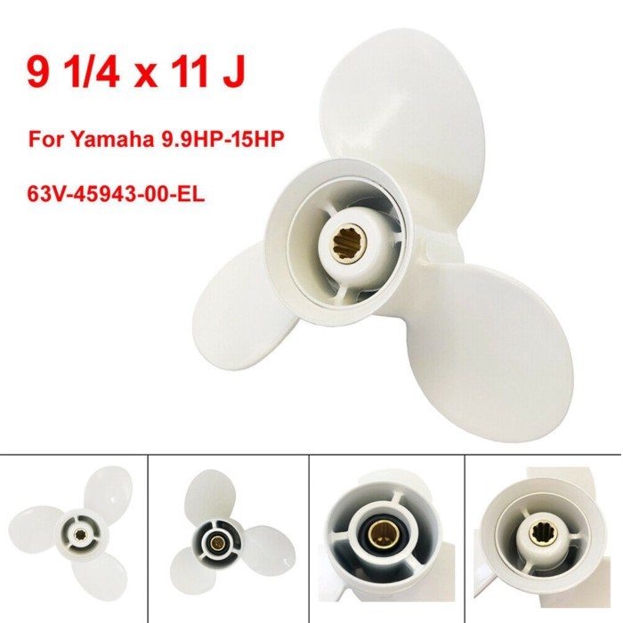63V-45943-00 Propeller 9 1/4x11-J Fit Yamaha Outboard Engines 9.9 HP F9.9 15HP F15C F15 F20 Aluminu