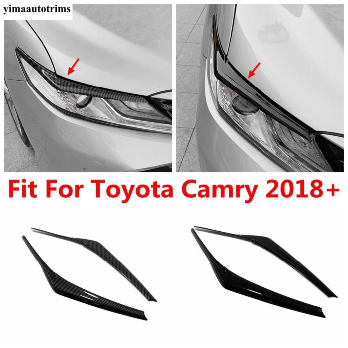 ABS Black Carbon Fiber For Toyota Camry 2018 - 2021 Accessories Headlights Eyebrow Eyelids Sticker