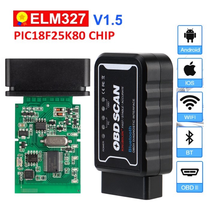 For Android/IOS ELM 327 V 1.5 ICAR2 OBDSCAN ELM327 WiFi/Bluetooth V1.5 PIC18F25K80 Chip OBDII Diagn