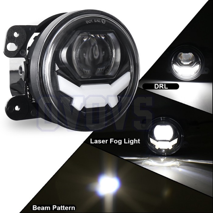 OVOVS Unique Design Fog Lamp With White DRL 4 Inch Led Laser Fog Light For Jeep Wrangler JK 2 Door