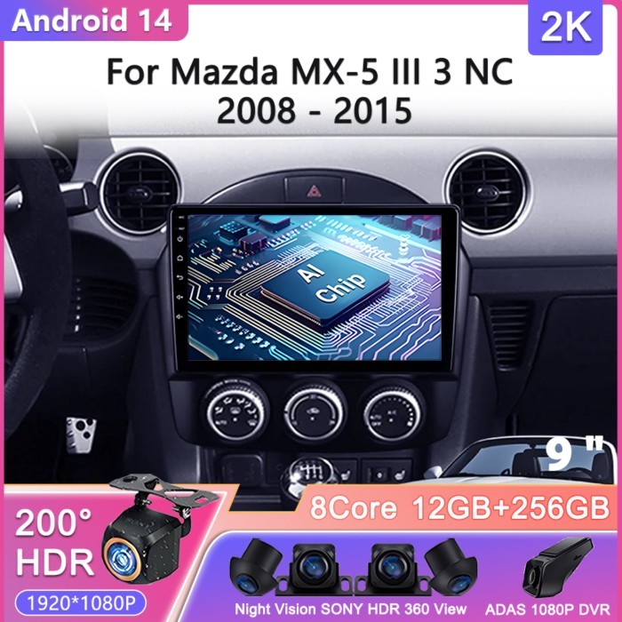 Android 14 Carplay Auto For Mazda MX-5 MX5 MX 5 NC 2005 - 2015 Car Radio Multimedia Video Player Na