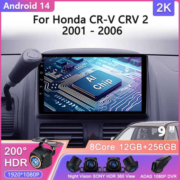 Android 14 For Honda CR-V CRV 2 2001 - 2006 Car Radio Multimedia Video Player Navigation stereo GPS