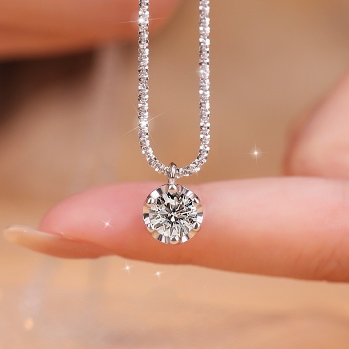 เลียนแบบ Moissanite สร้อยคอเพชร Clavicle Chain Niche เครื่องประดับ