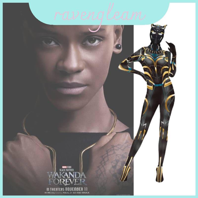Black Letitia Panther Wakanda Wakanda Forever Womens Jumpsuit Set Elastic