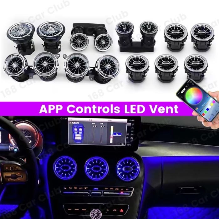 APP Controls 256 Colors RGB Turbo Air Outlet Nozzle Lamp For Mercedes Benz W205 W213 X253 W177 W118