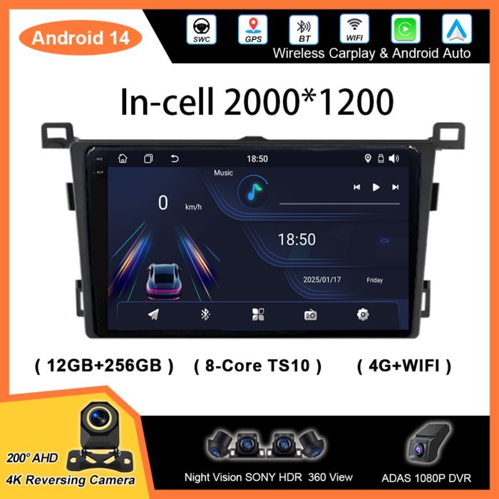 Android Car DVD Carplay For Toyota RAV4 RAV 4 XA40 5 XA50 2012 -2018 Auto Radio Stereo GPS Navigati