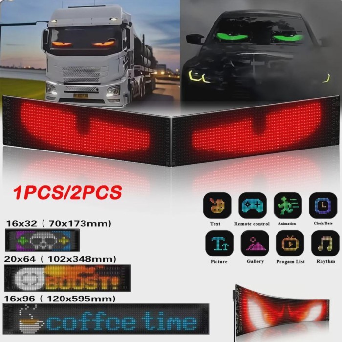 Demon Eyes Car Soft Screen LED Pixel Panel Light DIY Programmable Flexible Decoraive Light For Car
