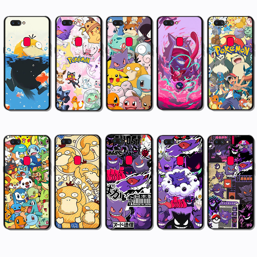 สําหรับ OPPO A1 A1K A3S A5 A5S A7 A8 A9 A11 pokedex ขอบสีดําเต็มรูปแบบเคสโทรศัพท์ TPU | Defense Agai