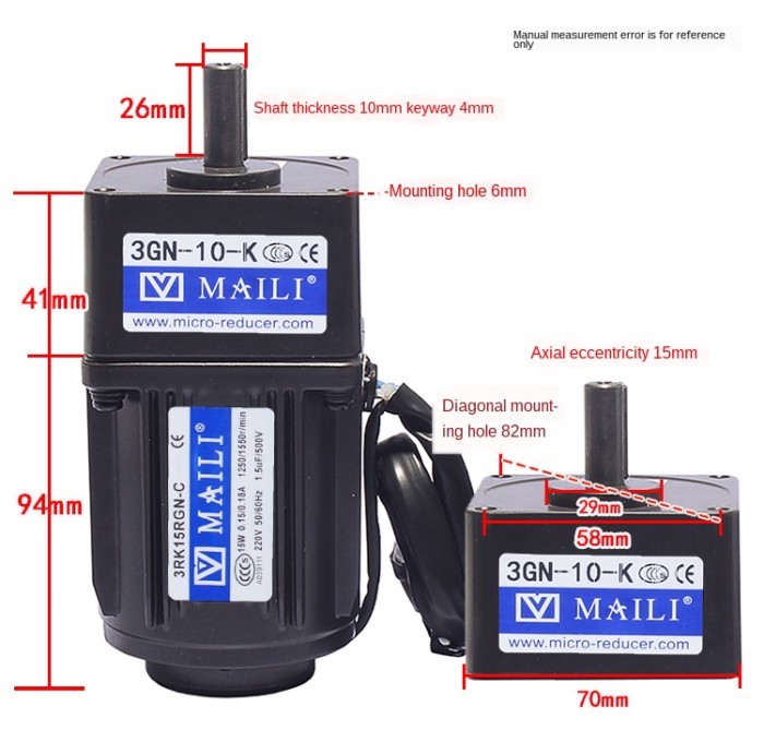 15W 220V AC geared motor 3RK15GN-C speed / variable speed motor Reversible motor