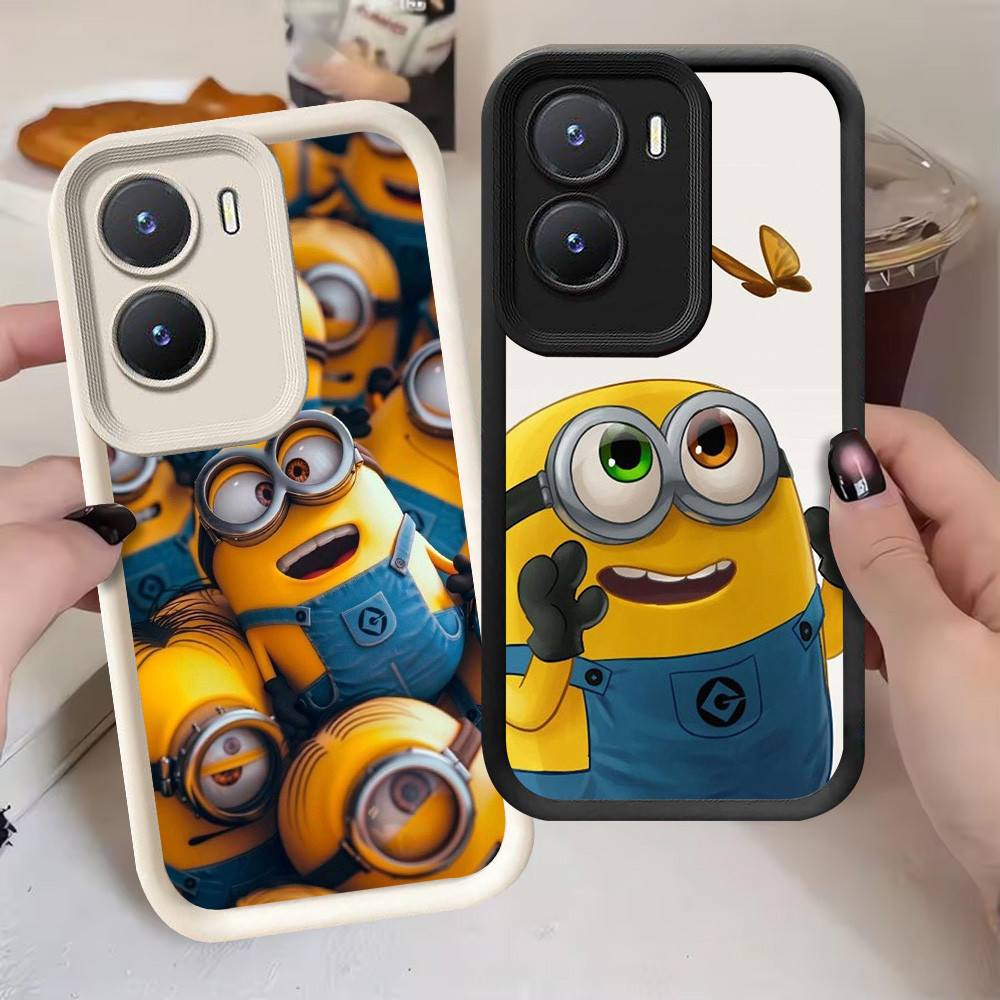 G-44 เคสมินเนี่ยนสําหรับ VIVO IQOO Z9 Z9X Y02S Y56 Y16 5G สีดําและสีขาว