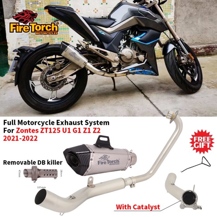 For zontes ZT125 U1 G1 Z1 Z2 2021 2022 Motorcycle Exhaust Escape Moto Full System Modified Front Li