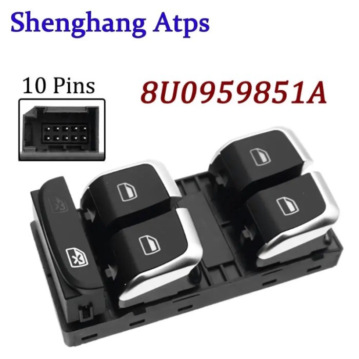Chrome Plated Master Window Switch Button Control 8U0959851A 8U0 959 851 A 8U0959851 For Audi A3 20