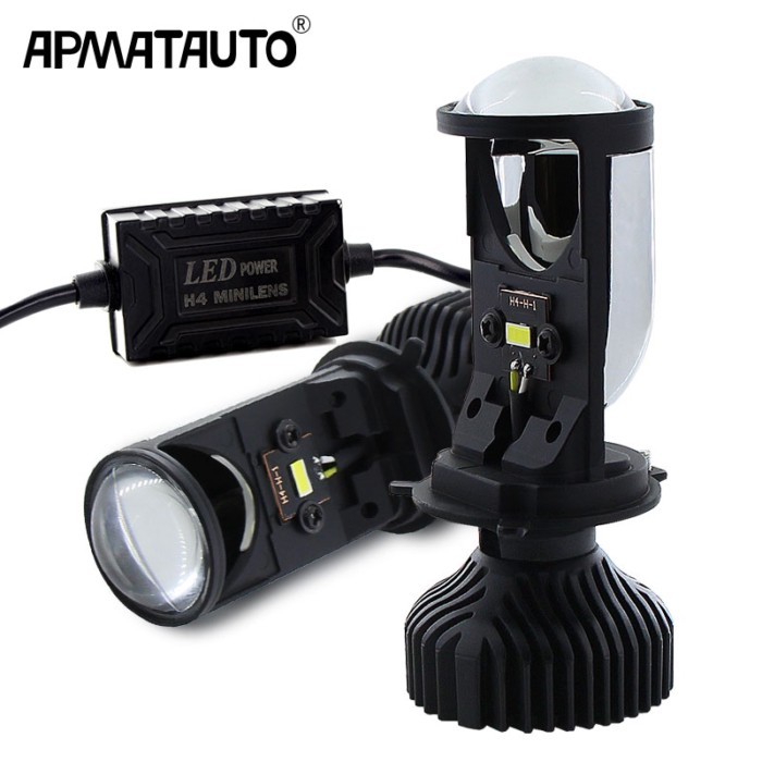 2pcs H4 9003 LED Mini Bi-LED Projector Headlight Lens 70W 5500K LED H4 Headlamp Retrofit Car Stylin
