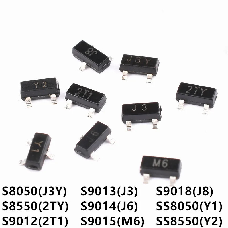 100 ชิ้น/ล็อต J3Y 2TY Y1 Y2 S8050 S8550 SS8050 SS8550 S9012 S9013 S9014 S9015 S9018 2T1 3H J6 M6 J8-