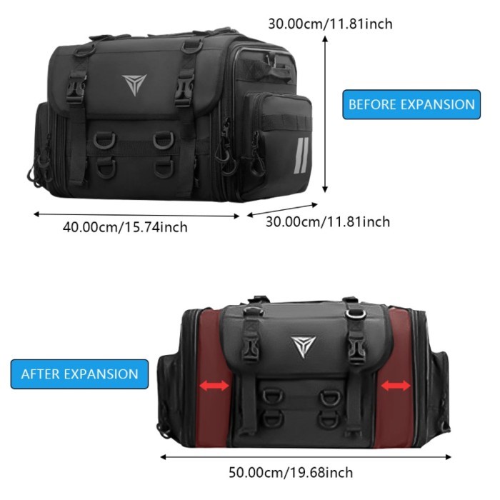 Motorcycle Tail Bag Waterproof Motorcycle Seat Bag Big Capacity 30-45L/40-60L Rear Tail Saddle Bag