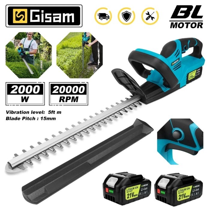 Gisam 20000RPM Brushless Electric Hedge Trimmer Lawn Mower Garden Landscaping Hedge Pruner Trimmer