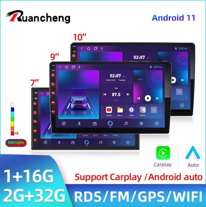 Android 11 Car Radio Autoradio 32G 2 Din 7"/9"/10" Universal WIFI GPS Car Audio Multimedia Player F
