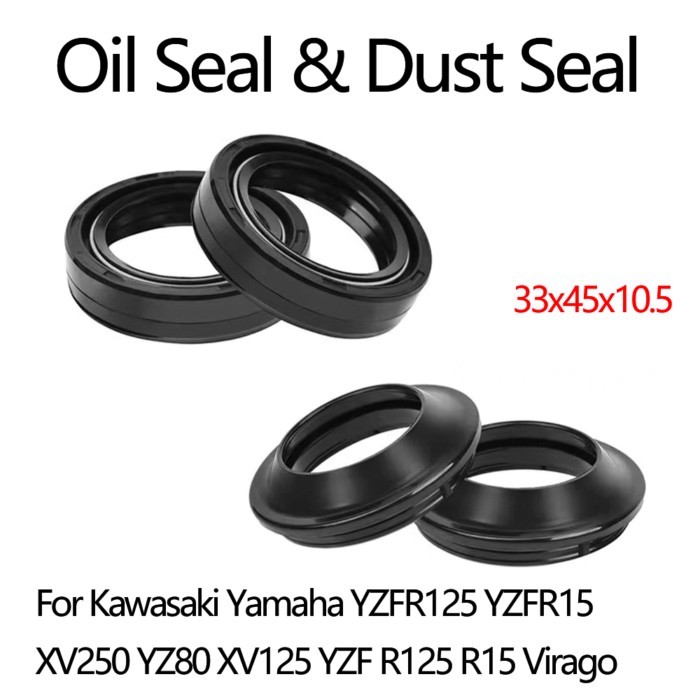 33x45x10.5 33 45 10.5 Oil Seal & Dust Cover Front Fork For Kawasaki Yamaha YZFR125 YZFR15 XV250 YZ8