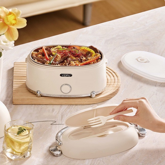 1.2L Electric Lunch Box Portable Water-free Thermal Insulation Lunch Box Office 304 Stainless Steel