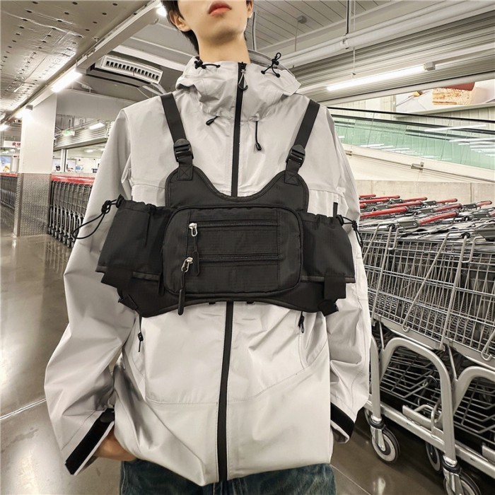 Street Wear Functional Vest Bag Casual Unique Mens Bag ins Vest Bag Mens Chest Bag Tooling Backpack