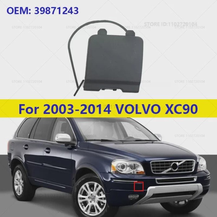 For 2003-2014 VOLVO XC90 Front Bumper Tow Hook Cap Eye Cover (No Paint) 39871243