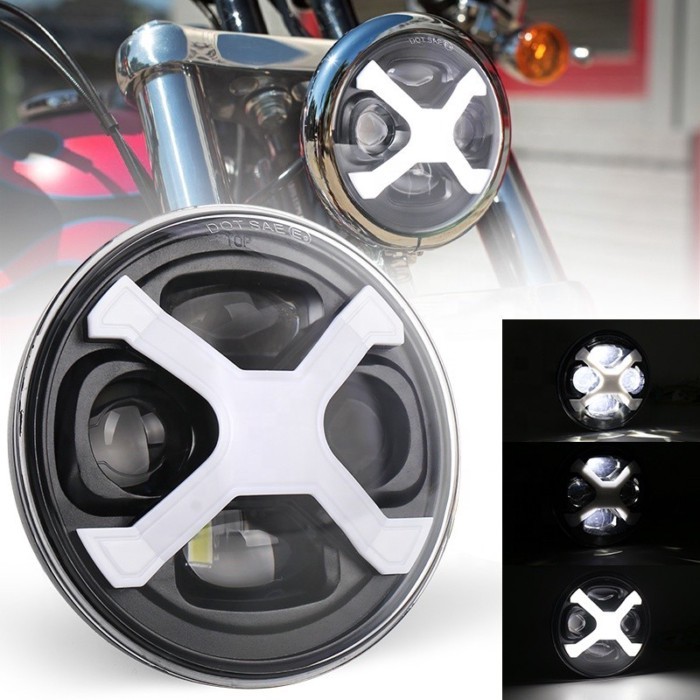 OVOVS Newest Motorcycle Lighting System 12V H4 X Type led headlight 5.75 Led Headlight Motorcycle f